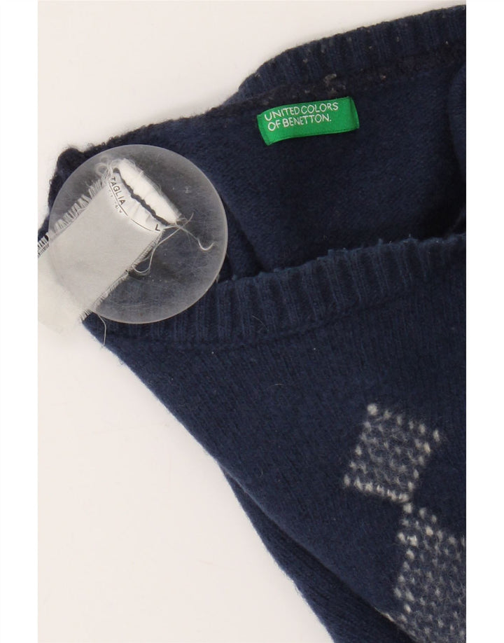 BENETTON Womens Crew Neck Jumper Sweater UK 16 Large Navy Blue Vintage Benetton and Second-Hand Benetton from Messina Hembry 