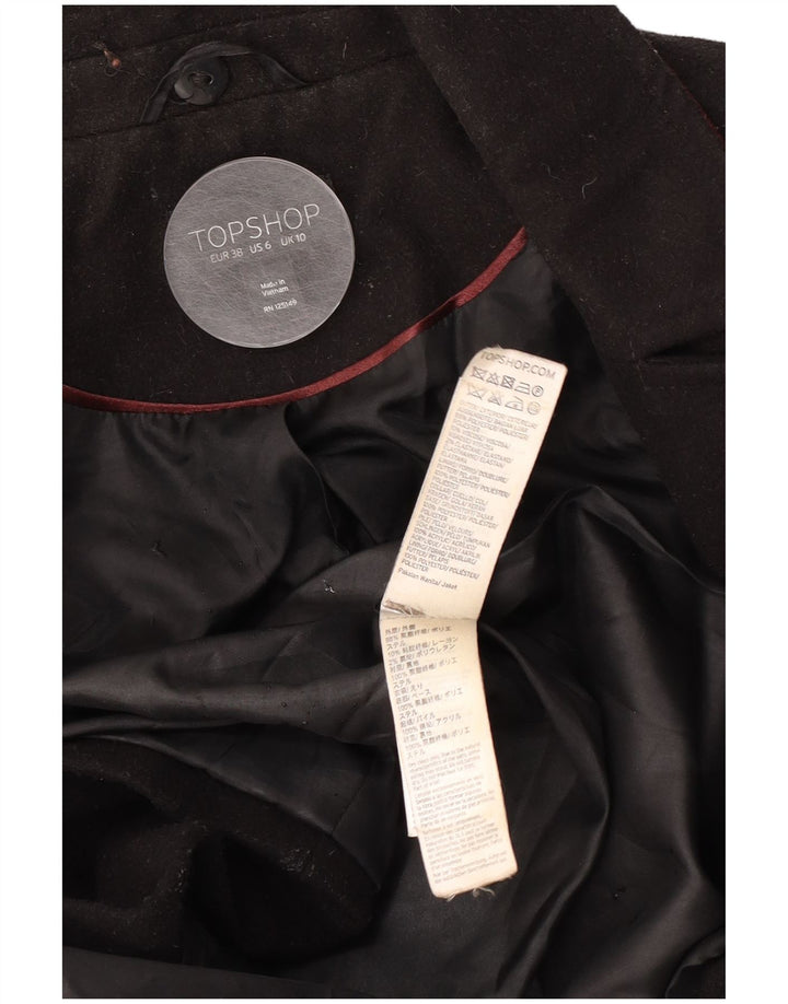 Topshop Dame Oversized Overfrakke UK 10 Small Black Polyester