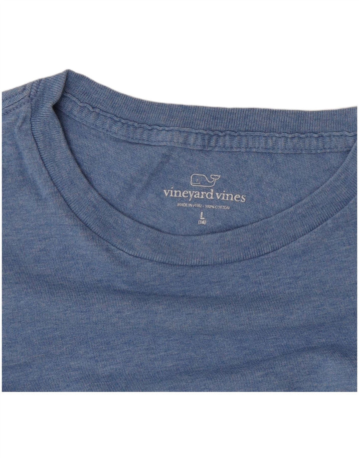 Vineyard Vines Dame Grafisk T-Shirt Top Stor Blå Bomuld