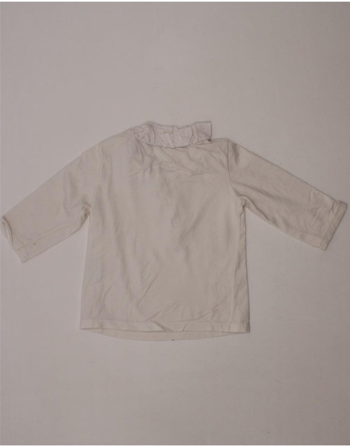 BENETTON Baby Girls Ruffle Front Top Long Sleeve 6-9 Months White Vintage Benetton and Second-Hand Benetton from Messina Hembry 