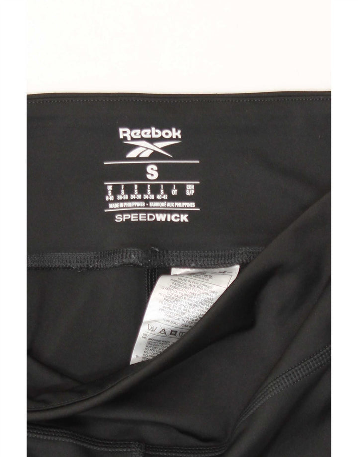 Reebok Womens Speed Wick Leggings UK 8/10 Small Black Colourblock Polyester