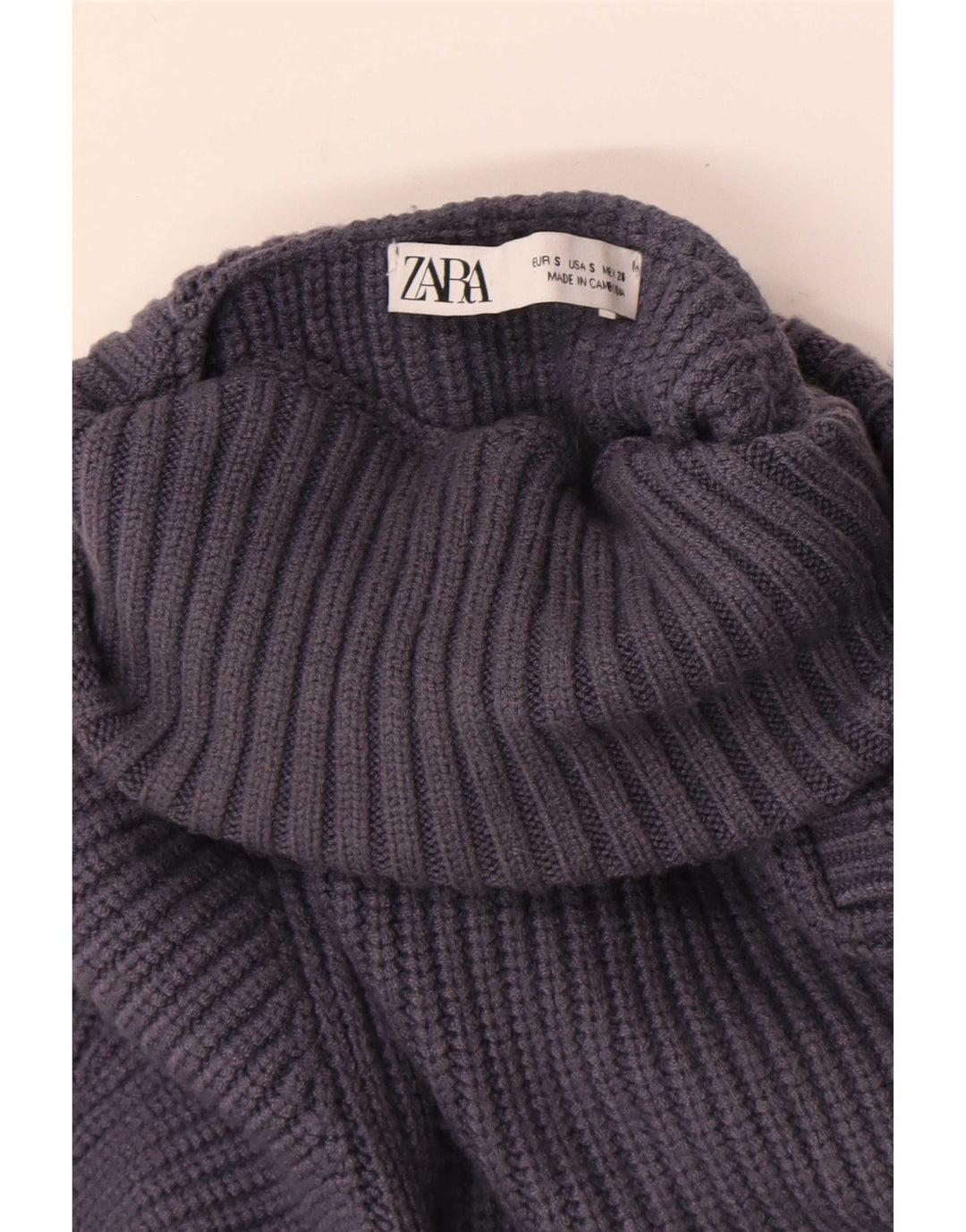 Zara Dame Rullehals Sweater UK 10 Lille Grå