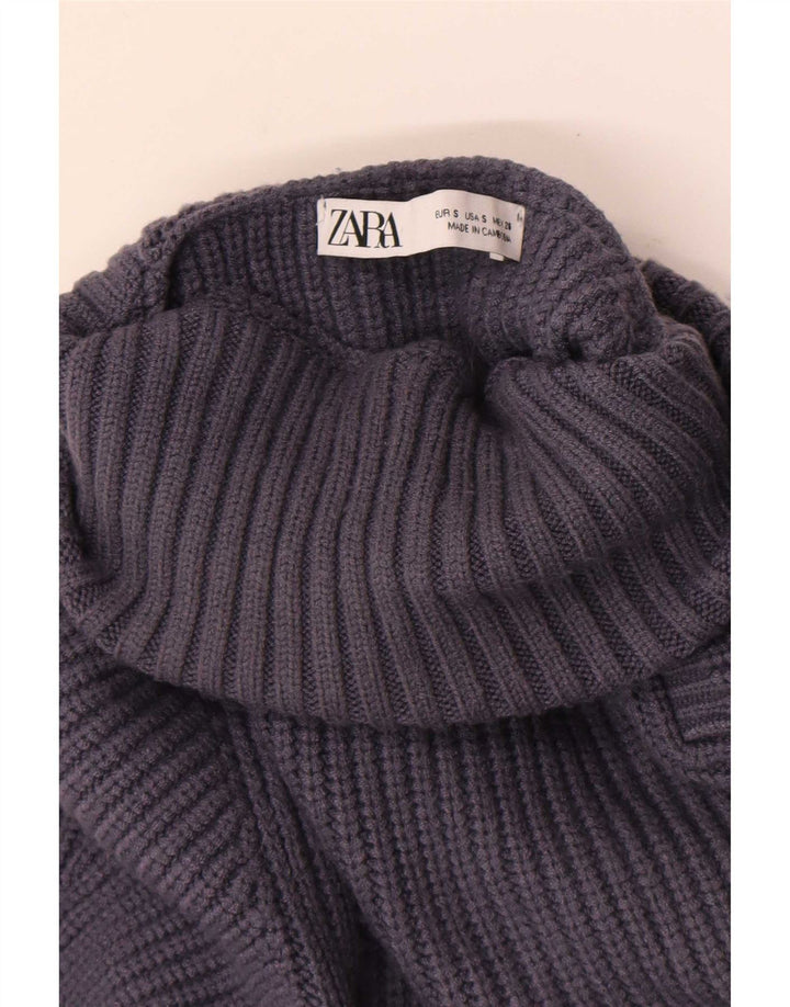 Zara Dame Rullehals Sweater UK 10 Lille Grå