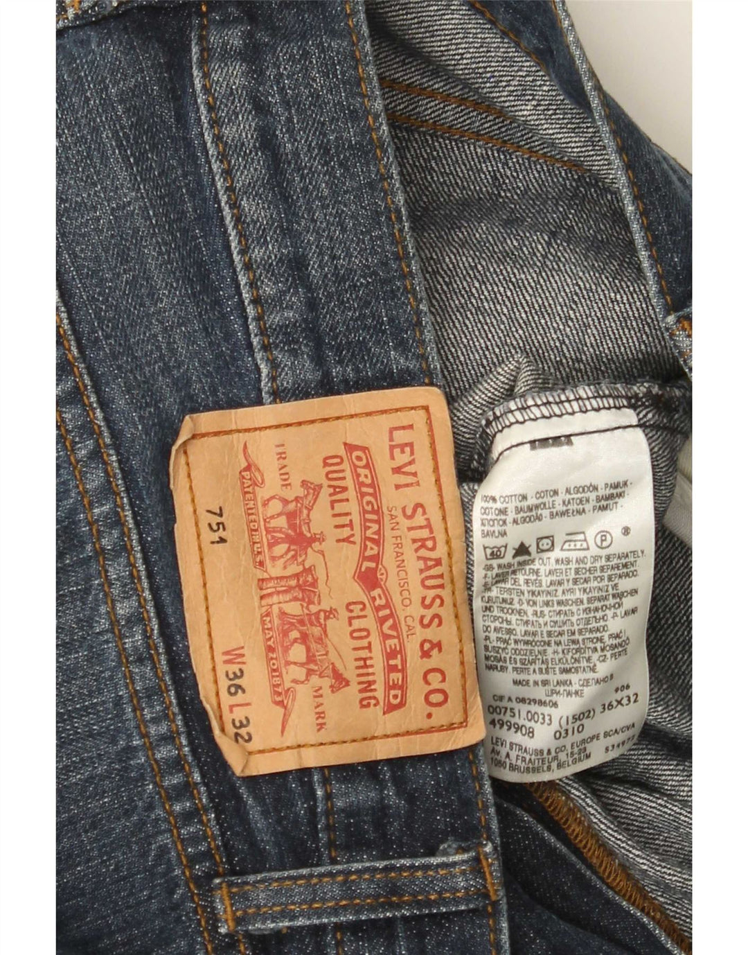 Levi's Herre 751 lige jeans W36 L32 blå bomuld