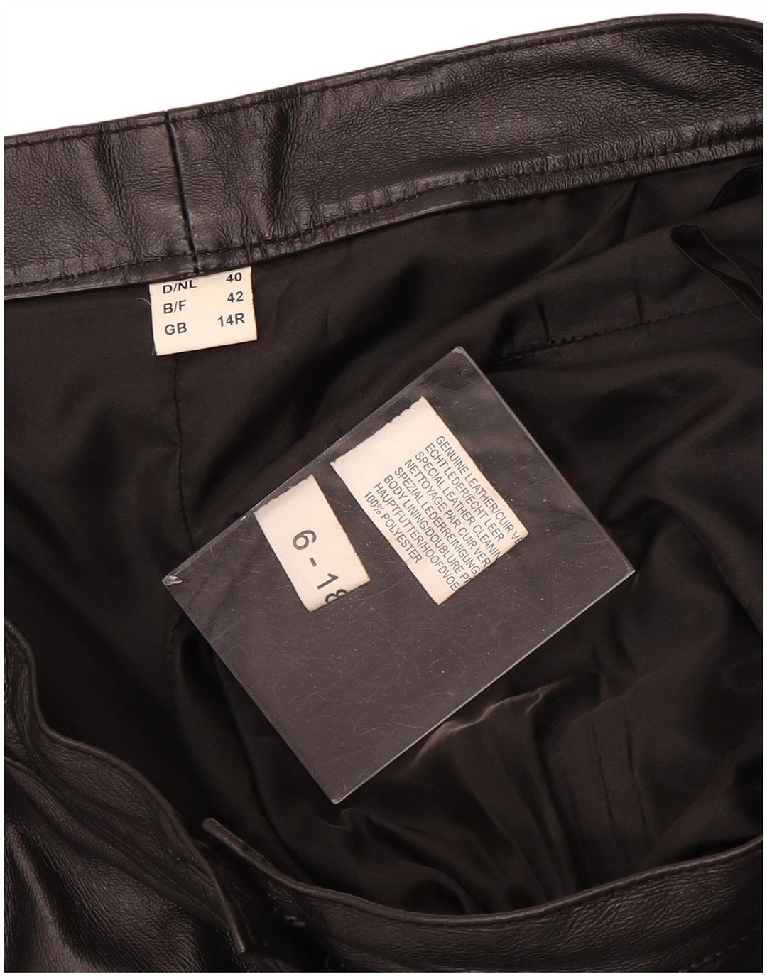 Vintage læderbukser til kvinder UK 14 Medium W30 L31 sort læder