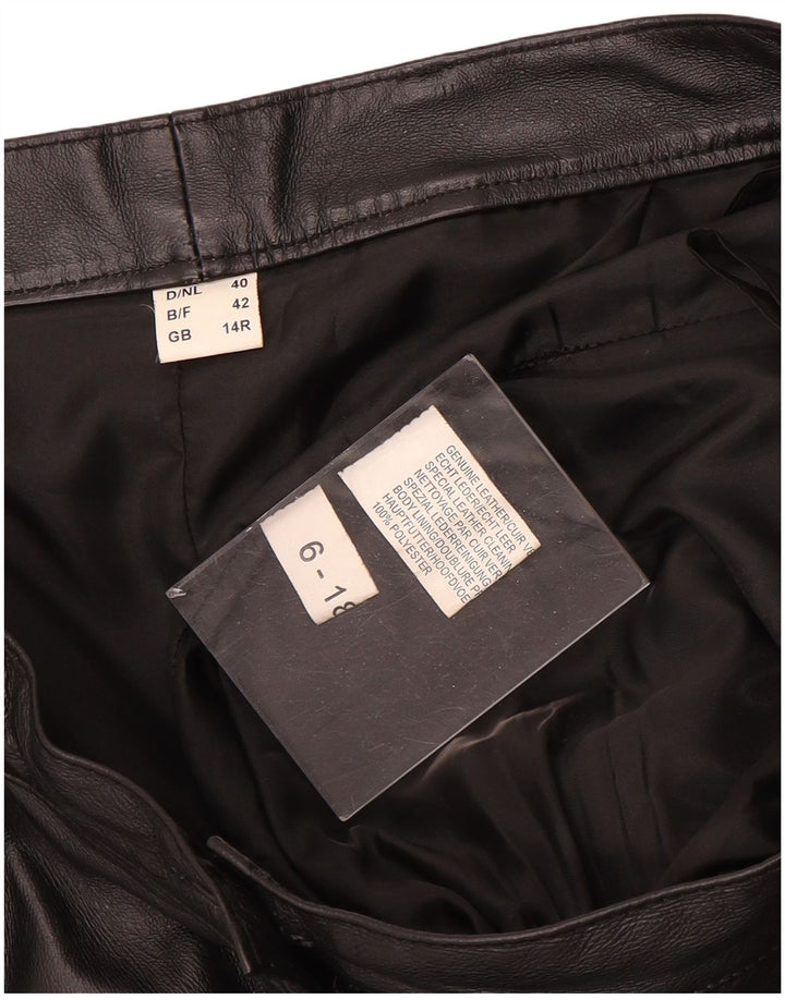 Vintage læderbukser til kvinder UK 14 Medium W30 L31 sort læder