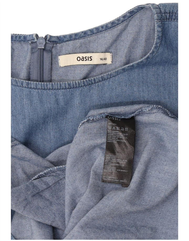 Oasis Dame Denim Kjole UK 14 Medium Blue Cotton