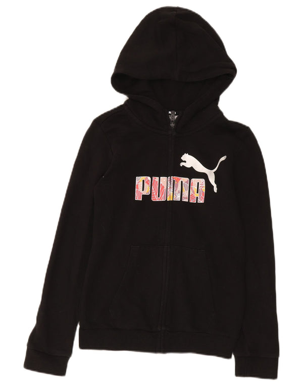 Puma Boys Grafisk hættetrøje med lynlås 11-12 år Sort bomuld