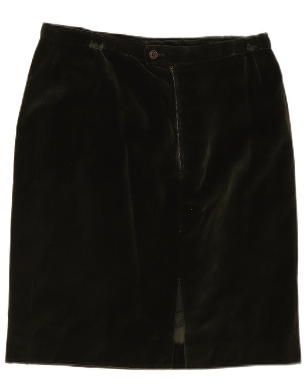 Vintage Kvinders Velvet Pencil Skirt W28 Medium Green