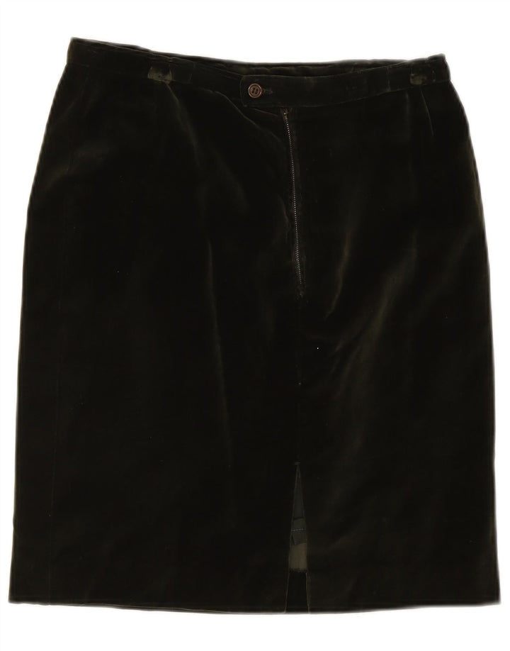 Vintage Kvinders Velvet Pencil Skirt W28 Medium Green