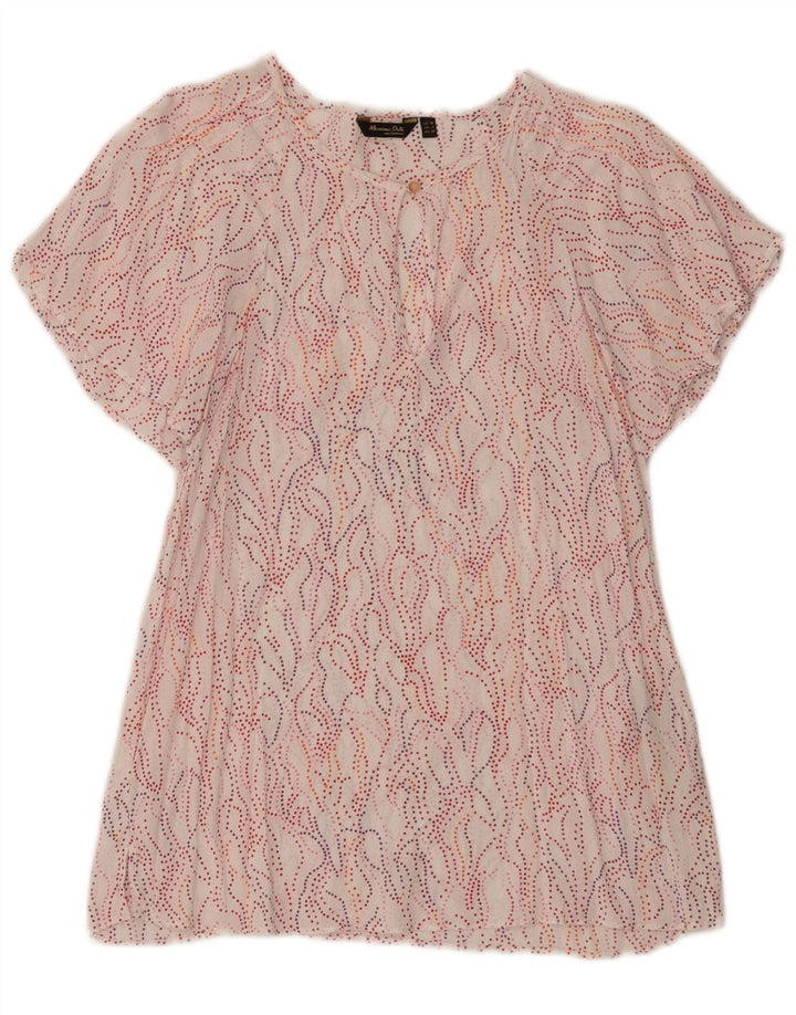 Massimo Dutti Dame Abstrakt mønster bluse Top EU 38 Small White Viscose