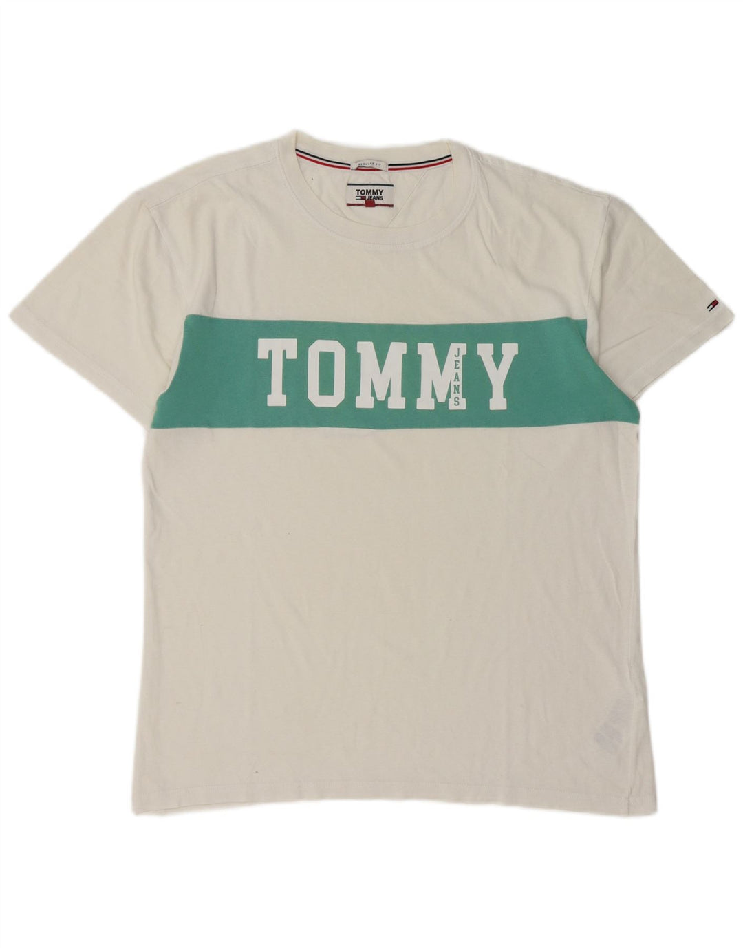 Tommy Hilfiger Herre grafisk T-shirt Top Medium White Colourblock