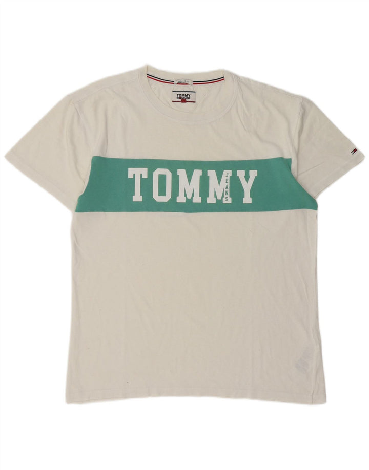 Tommy Hilfiger Herre grafisk T-shirt Top Medium White Colourblock