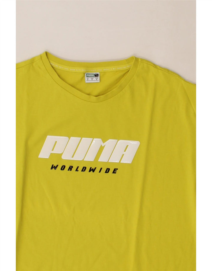 PUMA Womens Graphic T-Shirt Top UK 14 Medium Yellow Cotton Vintage Puma and Second-Hand Puma from Messina Hembry 