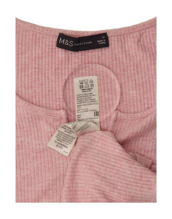 MARKS & SPENCER Womens T-Shirt Top UK 12 Medium Pink Viscose Vintage Marks & Spencer and Second-Hand Marks & Spencer from Messina Hembry 