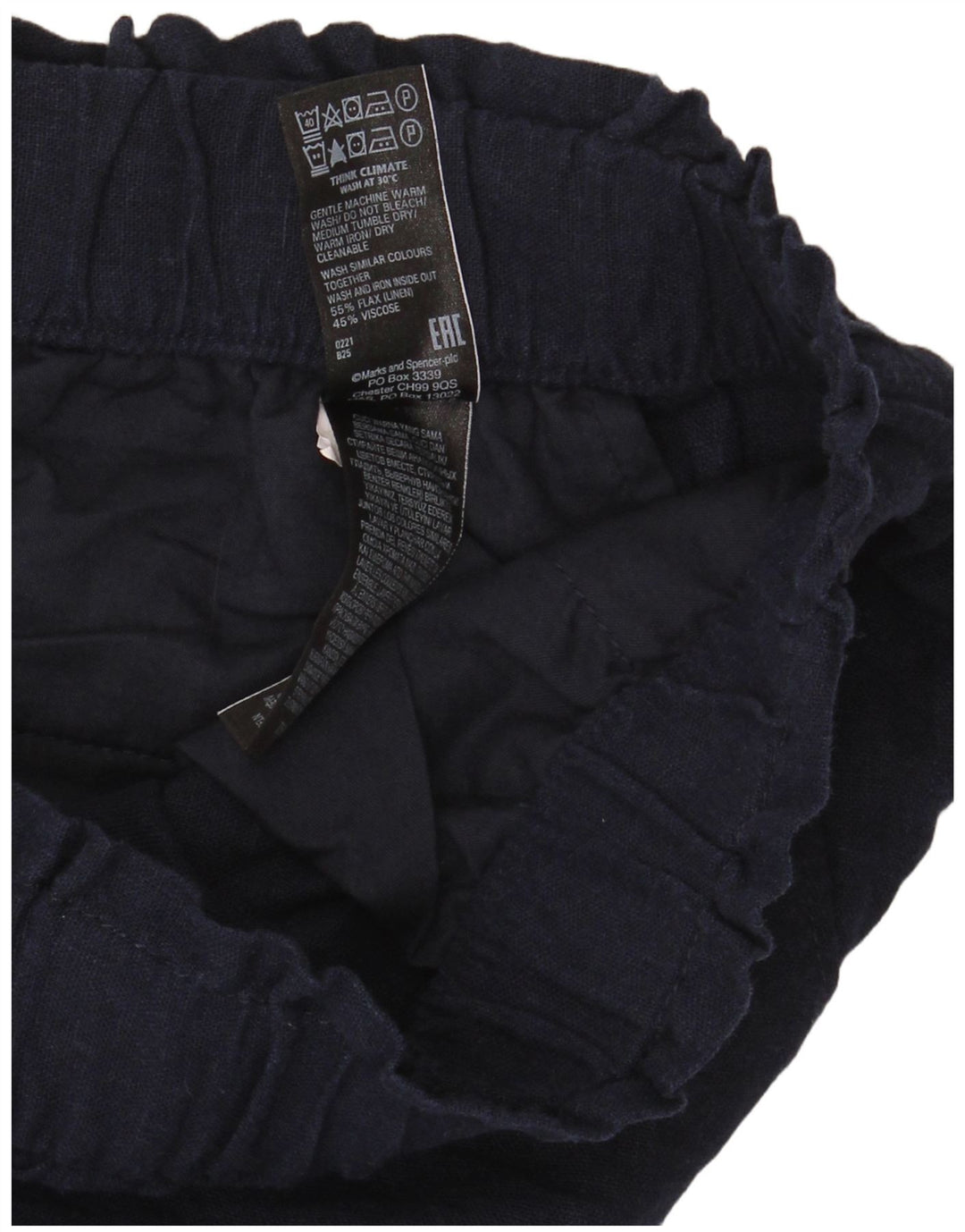 Marks & Spencer Kvinder Casual Shorts UK 12 Medium W32 Navy Blue Flax