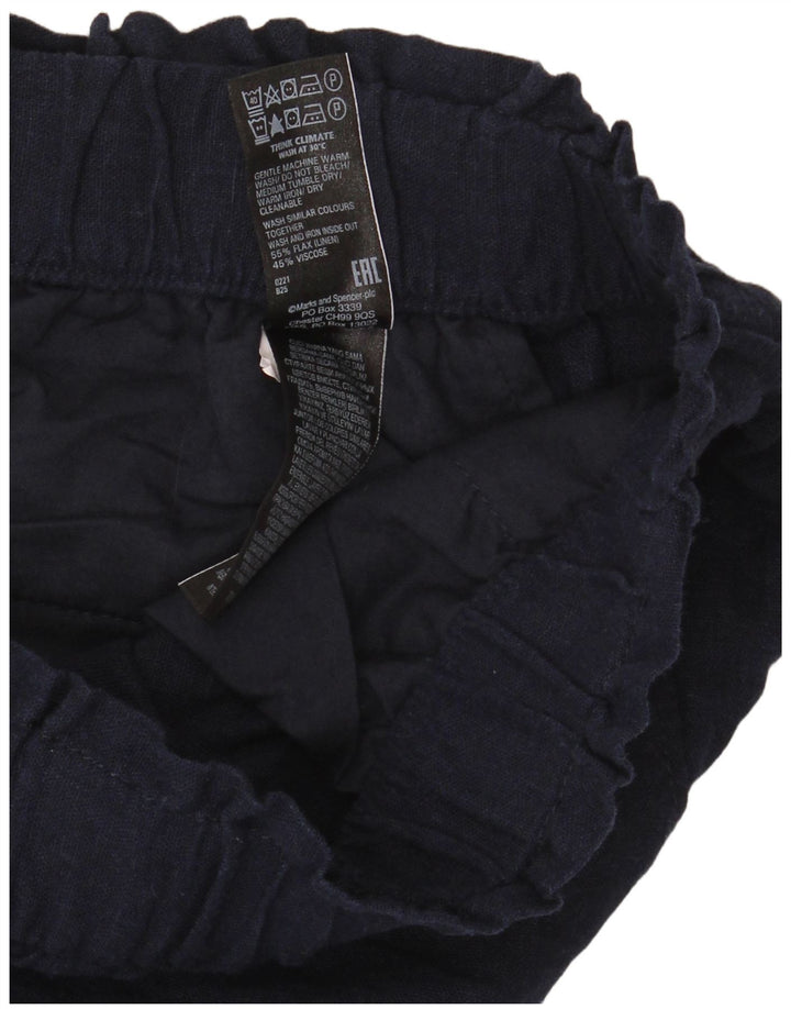 Marks & Spencer Kvinder Casual Shorts UK 12 Medium W32 Navy Blue Flax