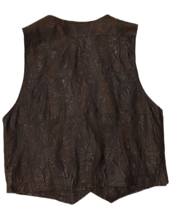 VINTAGE Herre lædervest 2XL brun patchwork