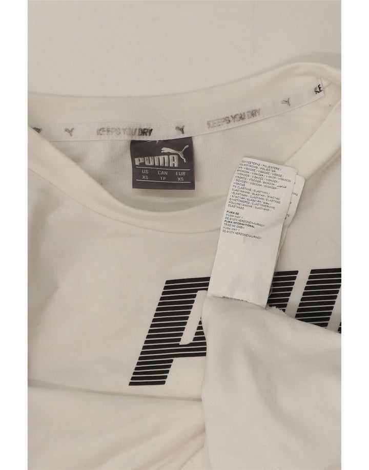 Puma Womens Oversized Crop Graphic Sweatshirt Jumper UK 6 XS Hvid