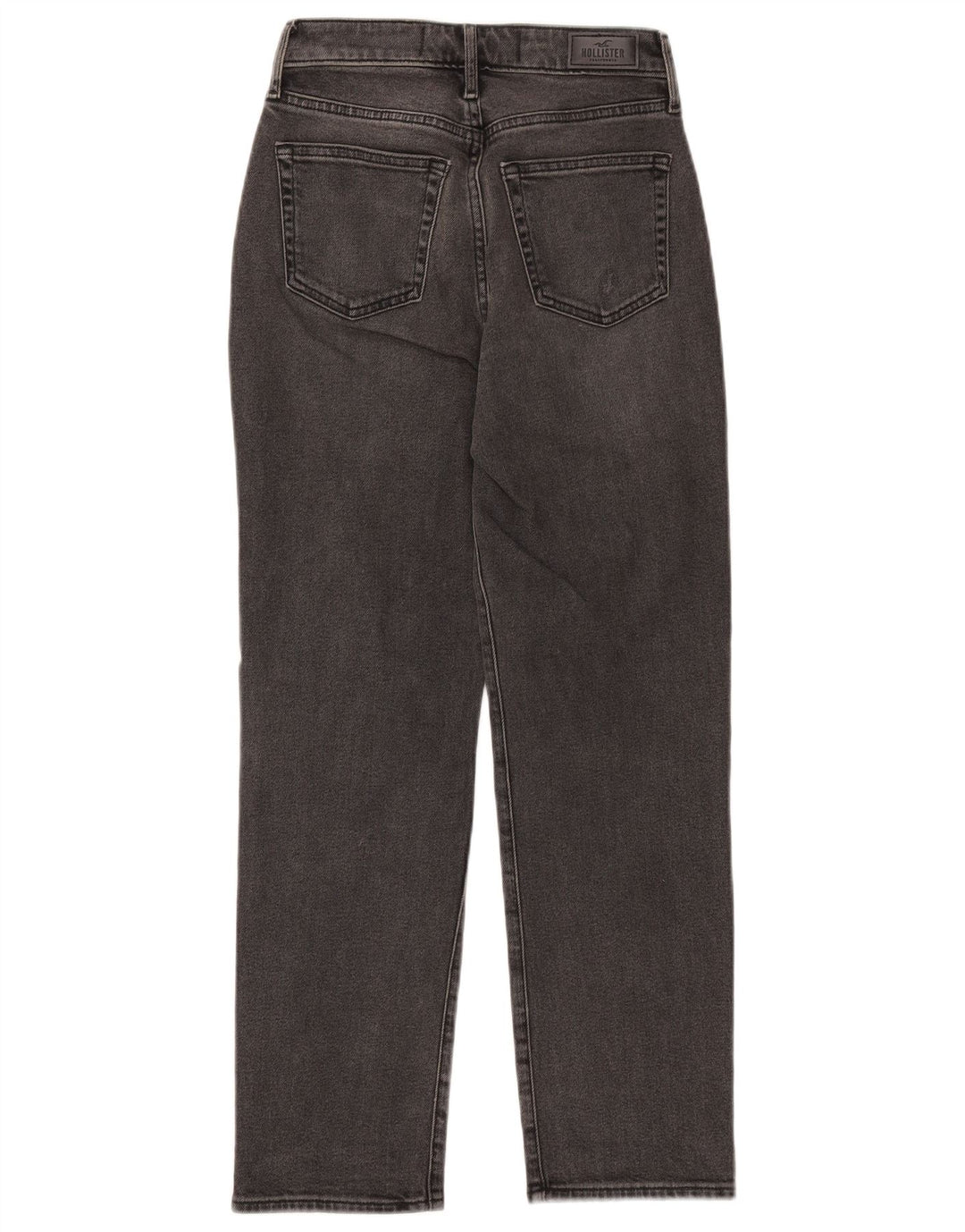 HOLLISTER Dame Distressed High Rise Straight Jeans W25 L27 Sort Bomuld