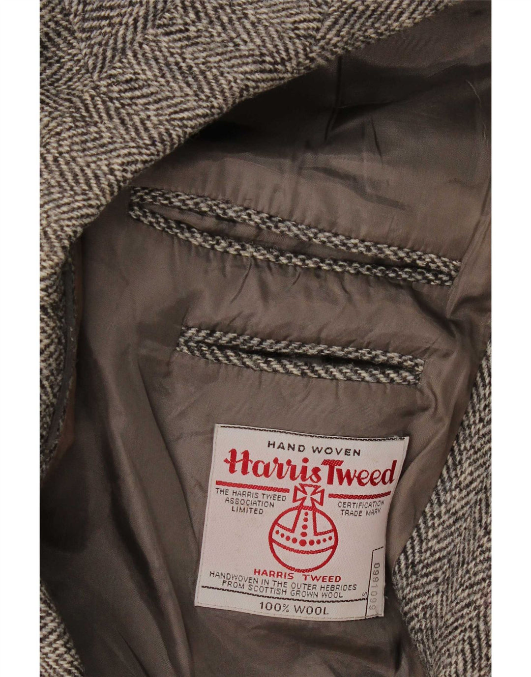 Harris Tweed Herre 2-knaps blazerjakke UK 40 Stor grå sildebensuld