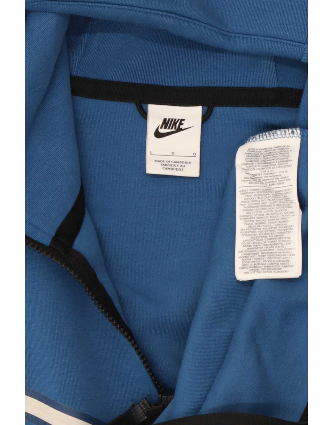 Nike hættetrøje med lynlås til mænd Stor blå stribet bomuld