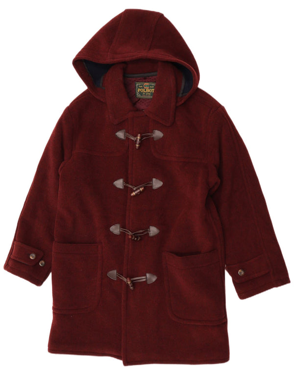 Polbot Herre Hooded Duffel Coat UK 38 Medium Maroon Wool