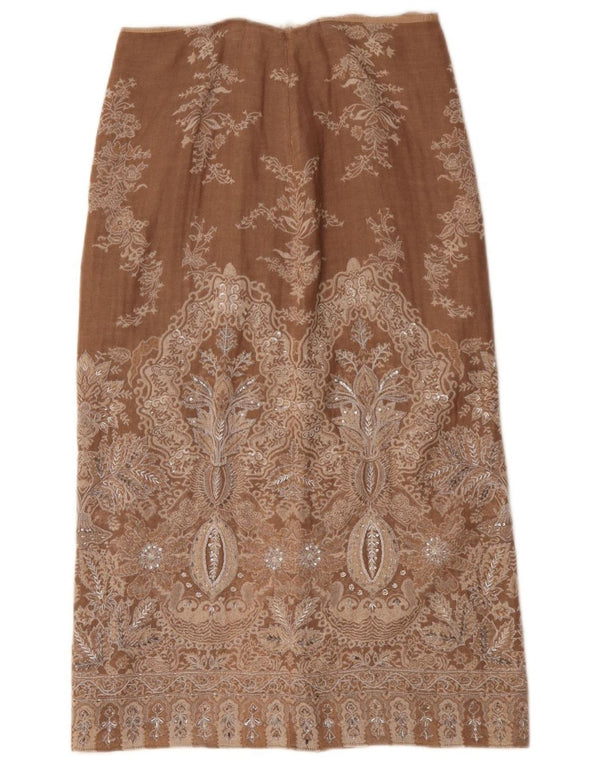 Luisa Spagnoli Dame Midi Nederdel IT 46 Large W32 Brun Paisley Uld