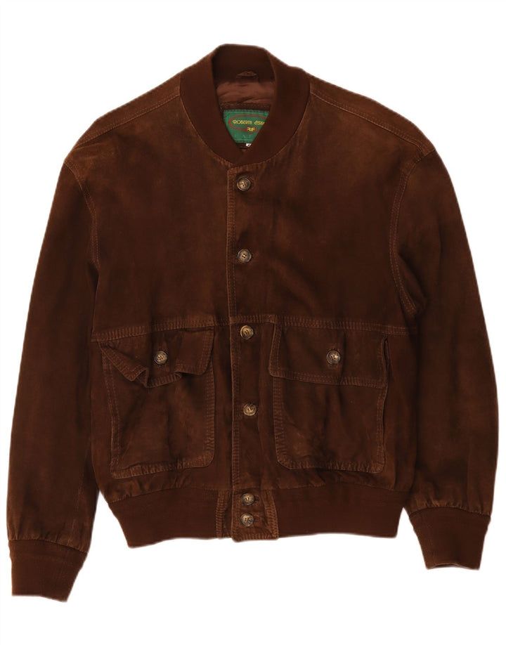 Roberta Ferrini Herre Ruskind Bomber Jacket IT 48 Medium Brun Læder