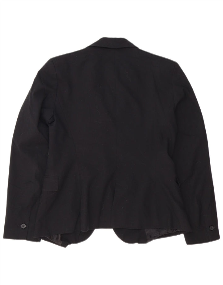 Zara Dame 1 Knap Oversized Blazer Jakke EU 38 Lille Sort Polyester
