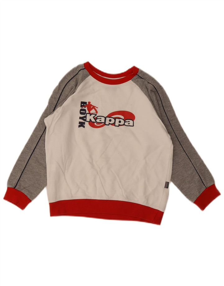 Kappa Boys Grafisk Sweatshirt Jumper 6-7 år Hvid Colourblock Bomuld