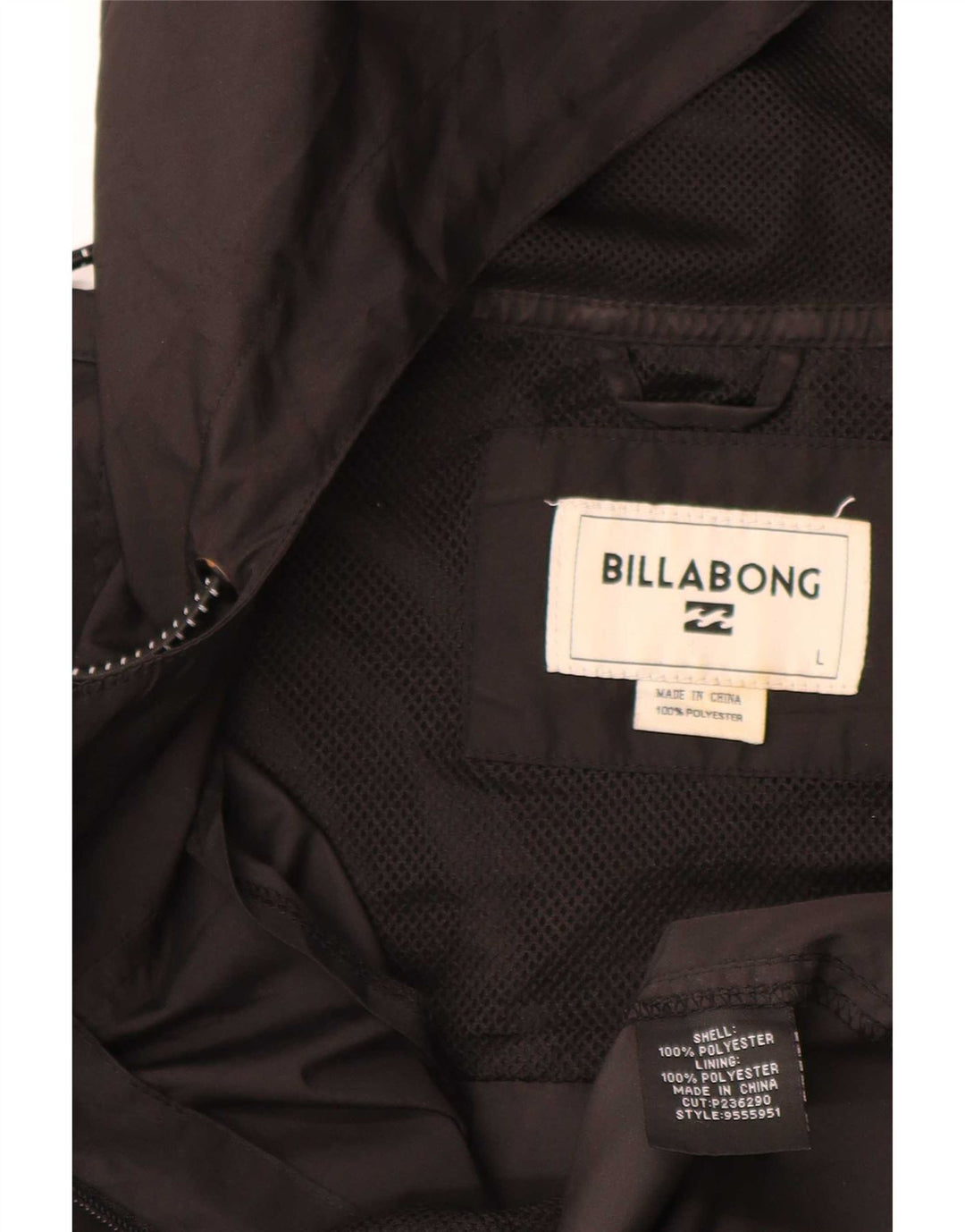 Billabong Regnjakke med hætte til mænd UK 40 Stor sort polyester