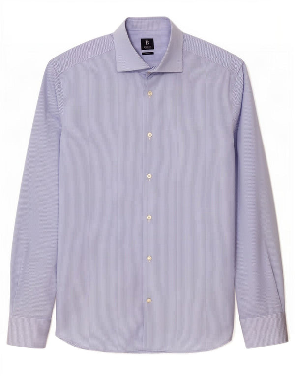 Boggi Herre Milano Slim Fit skjorte str. 40 Medium Blue Pinstripe Cotton