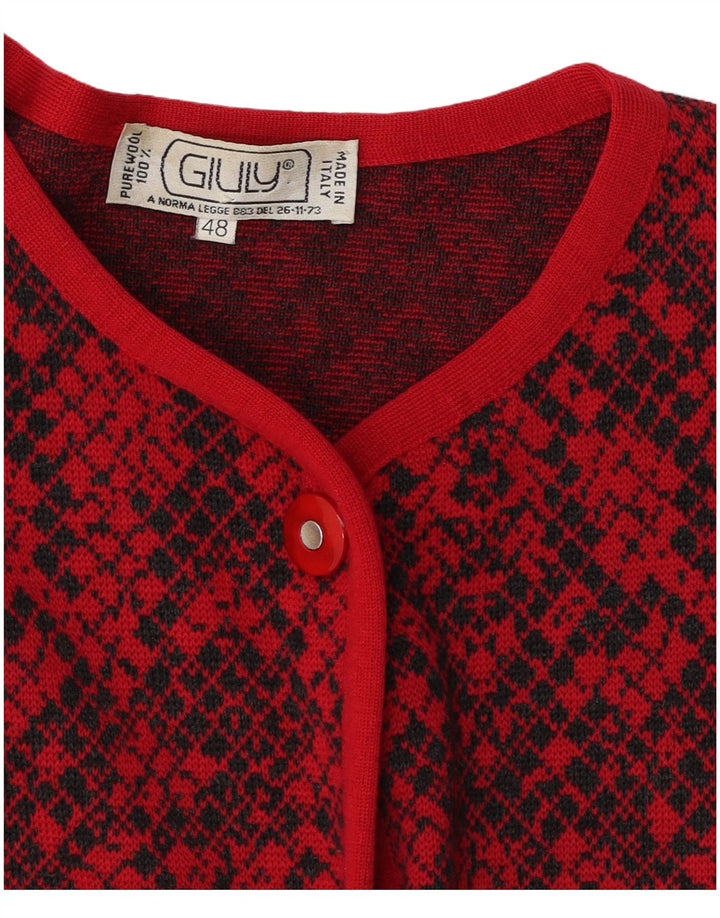 Giuly Dame Cardigan Sweater IT 48 XL Red Fair Isle Wool