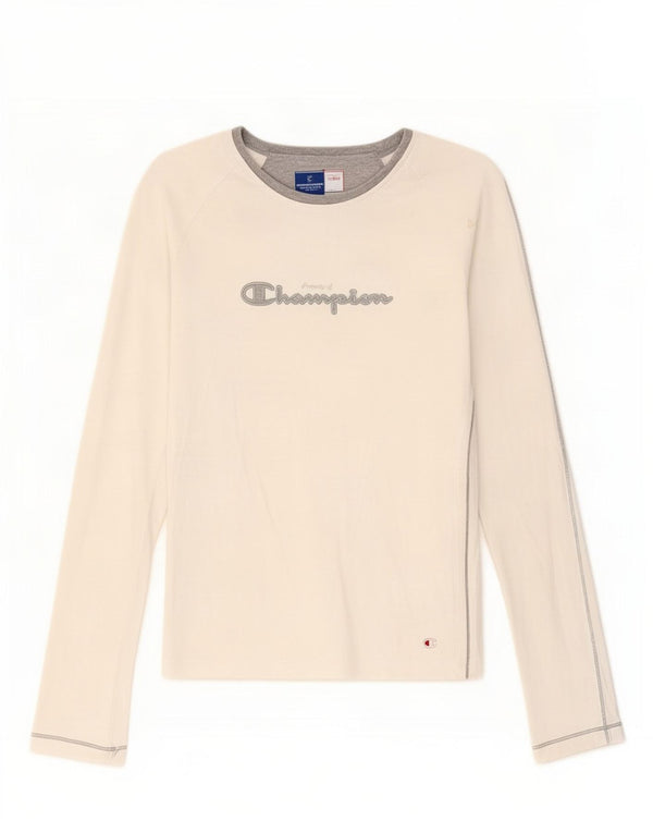 Champion Womens Heritage Classics Grafisk Top Langærmet UK 8 Small White