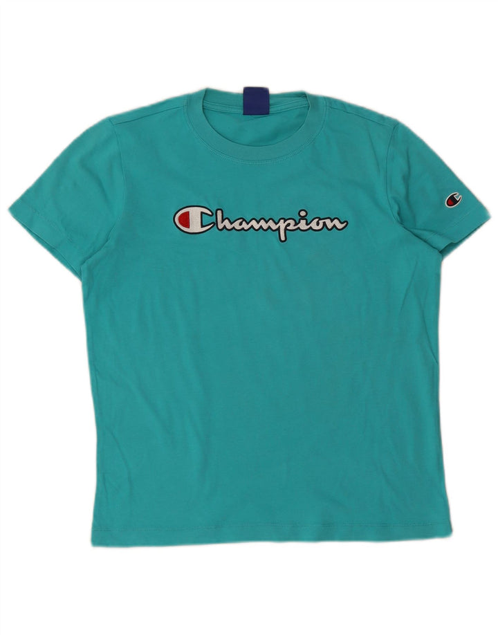 CHAMPION Womens Graphic T-Shirt Top UK 16 Large Turquoise