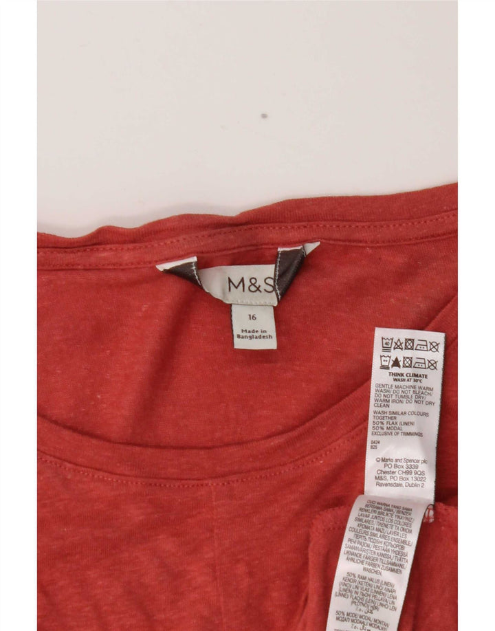 Marks & Spencer Damevest Top UK 16 Large Maroon Linen