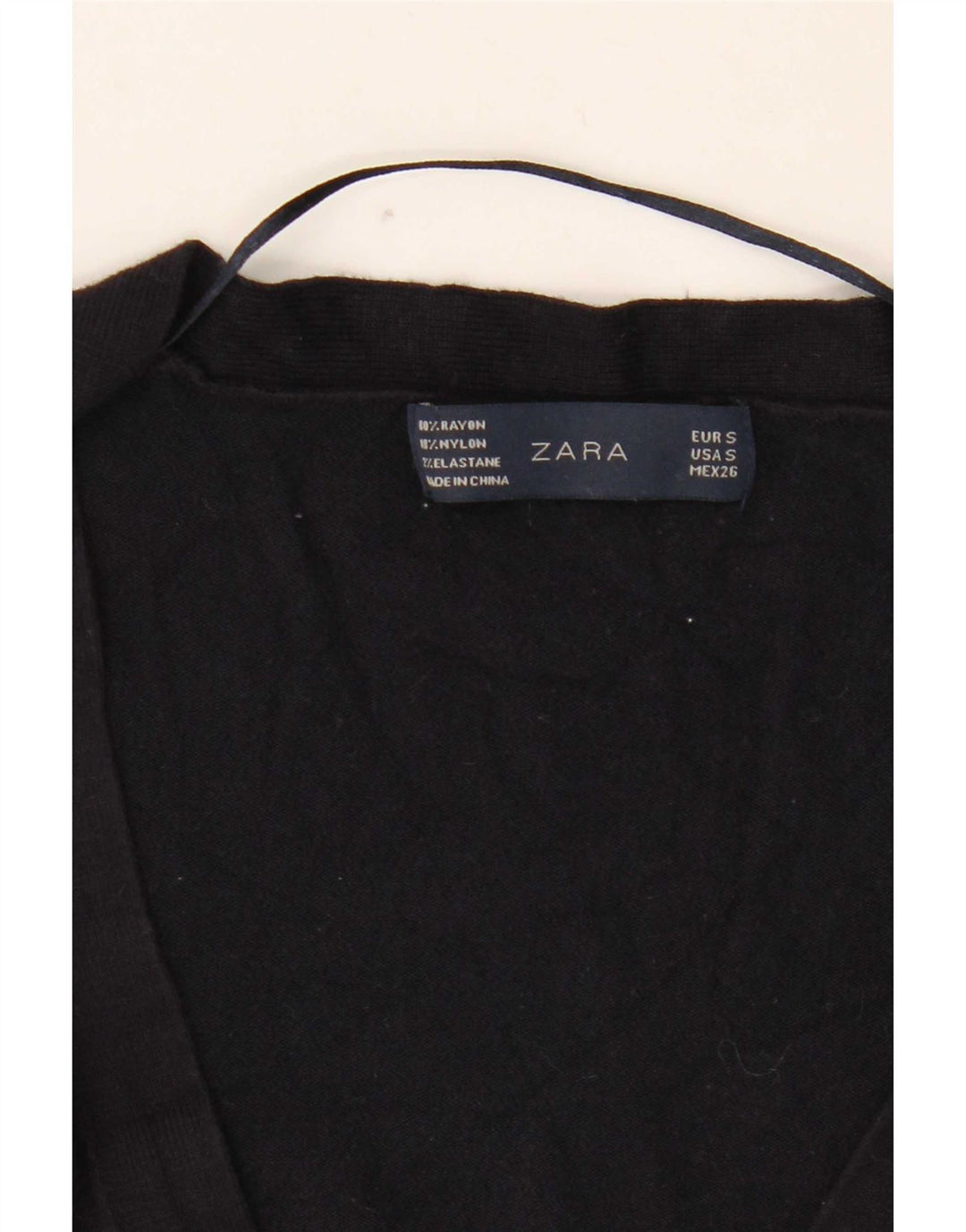 Zara Dame Cardigan Sweater UK 10 Small Navy Blue Rayon