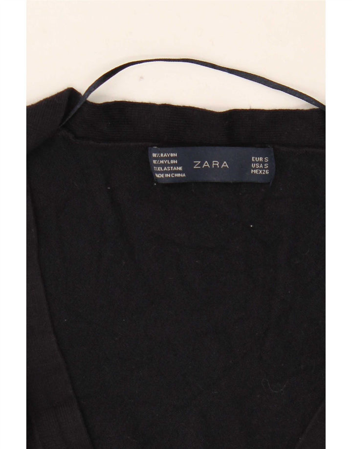 Zara Dame Cardigan Sweater UK 10 Small Navy Blue Rayon