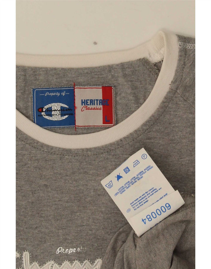 Champion Womens Heritage Classics Grafisk Top Langærmet UK 14 Stor Grå