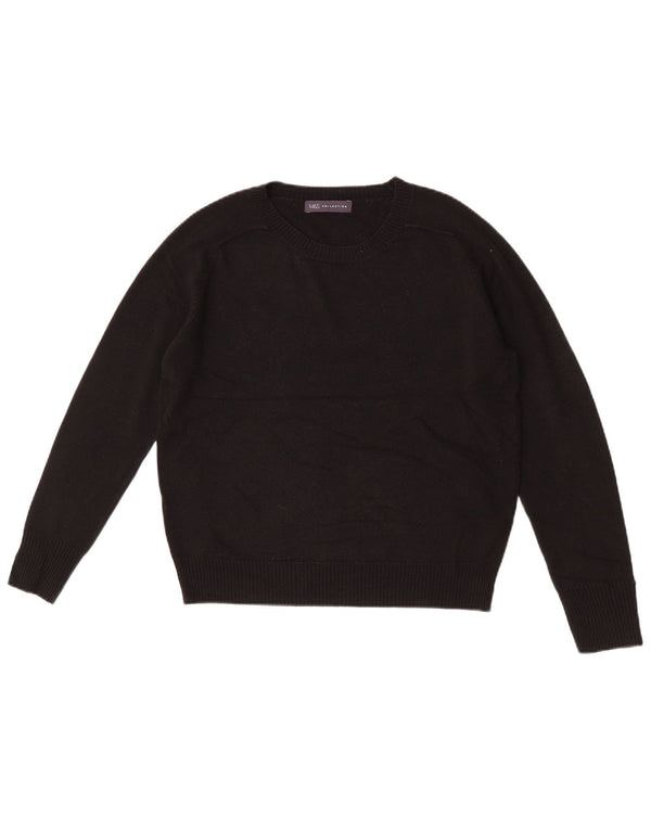 Marks & Spencer Dame Boat Neck Jumper Sweater UK 14 Large Black Acryl