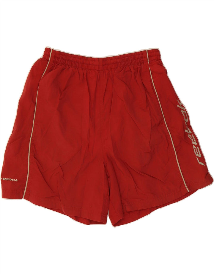 REEBOK Mens Graphic Sport Shorts Large  Red Polyester Vintage Reebok and Second-Hand Reebok from Messina Hembry 