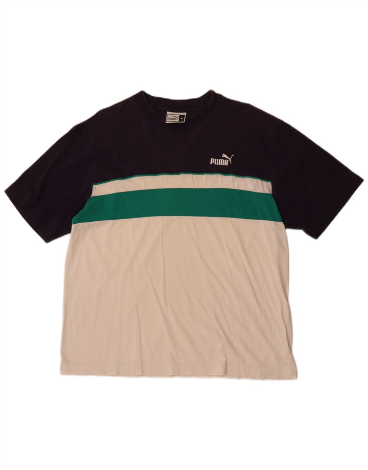 Puma Herre T-Shirt Top Medium White Colourblock