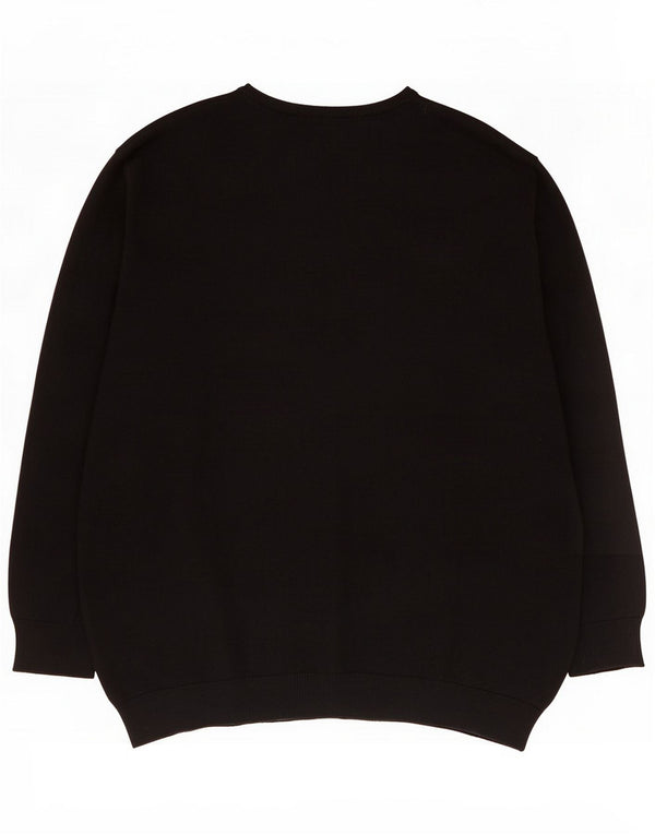 Vintage Womens Boat Neck Jumper Sweater UK 16 Large Black Spotted Wool