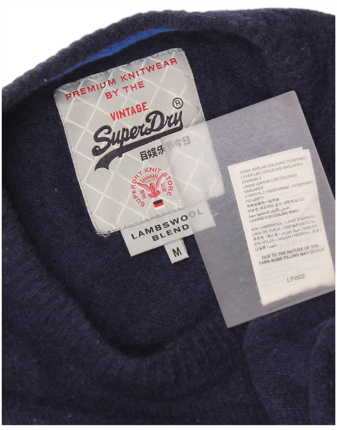 Superdry sweater med rund hals til mænd mellem marineblå uld