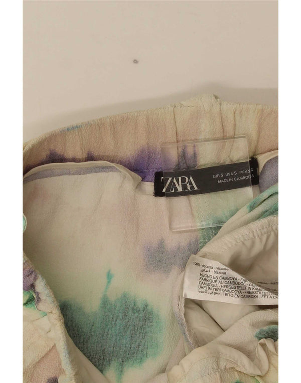 Zara kvinders højtaljede chinoshorts Small W26 flerfarvet Tie Dye Viscose