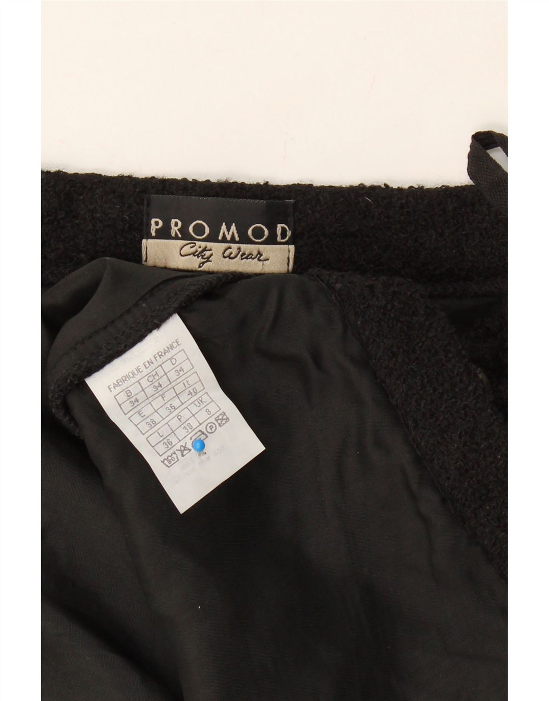 PROMOD Womens Wrap Skirt UK 8 Small W24  Black Wool Vintage Promod and Second-Hand Promod from Messina Hembry 