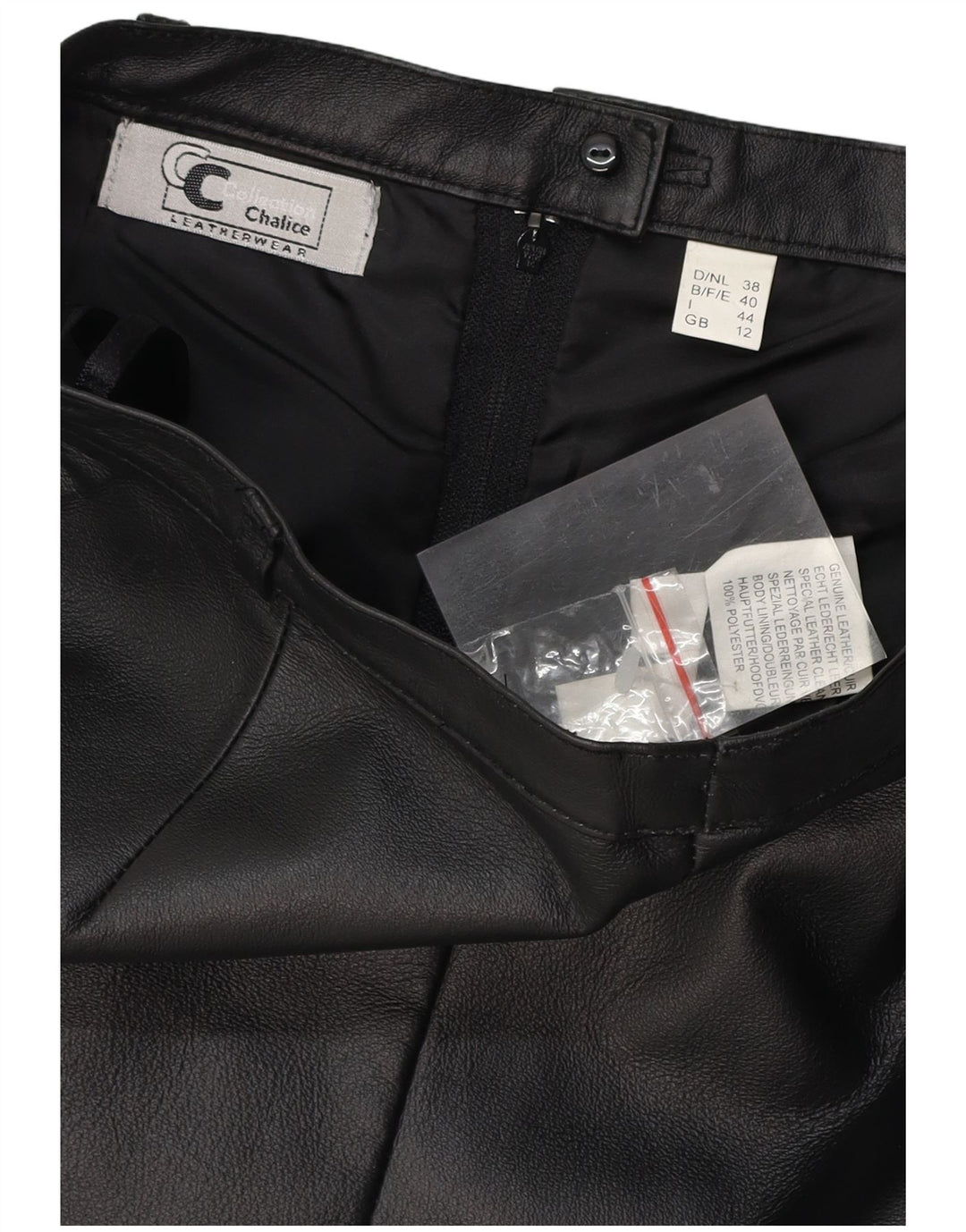 CHALICE Højtaljet lædernederdel til kvinder UK 12 Medium W26 sort læder