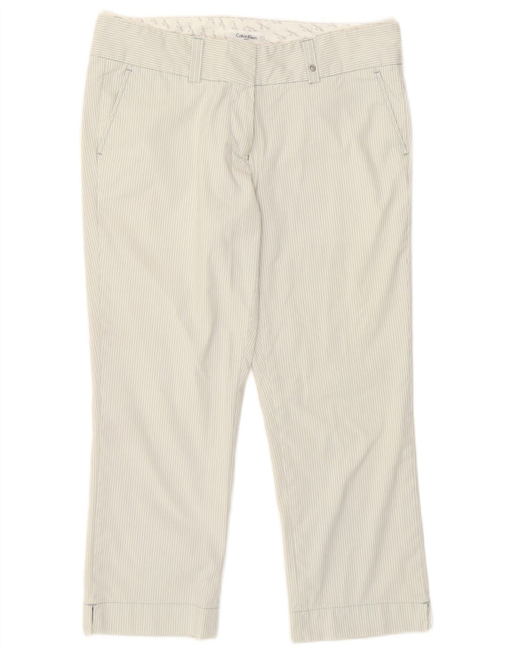Calvin Klein Dame Golf Cropped Trousers US 12 Medium W30 L23 Gråstribet