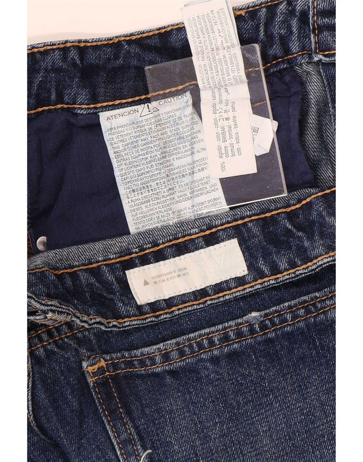 Zara Dame Jeans med brede ben EU 40 Medium W30 L29 Blå Bomuld